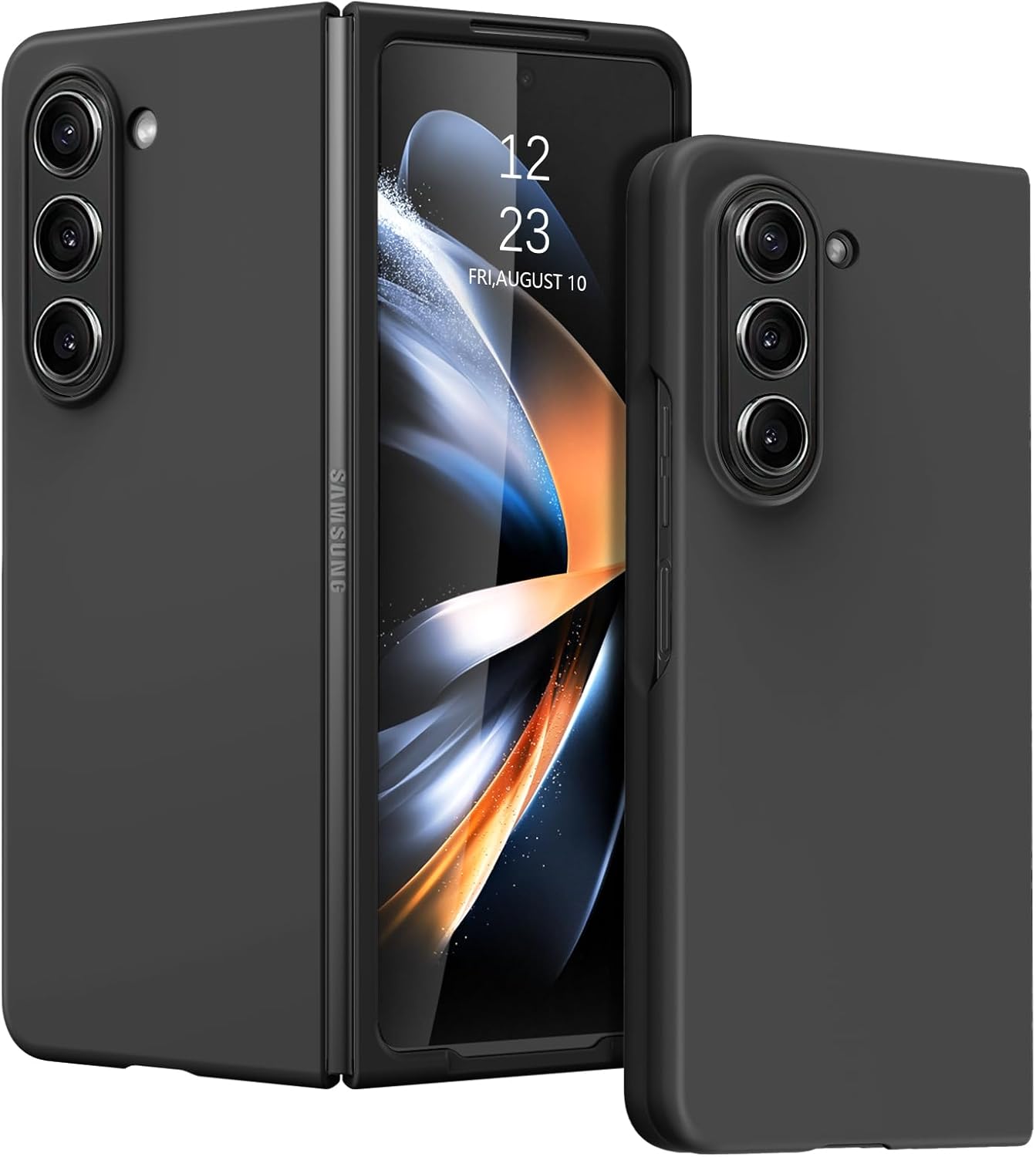 GUAGUA Case for Samsung Galaxy Z Fold 5 5G 7.6'', Phone Case for Samsung Z Fold 5, Slim Lightweight Hard PC Bumper Shockproof Protective Phone Case for Galaxy Z Fold 5 7.6 Inch, Black