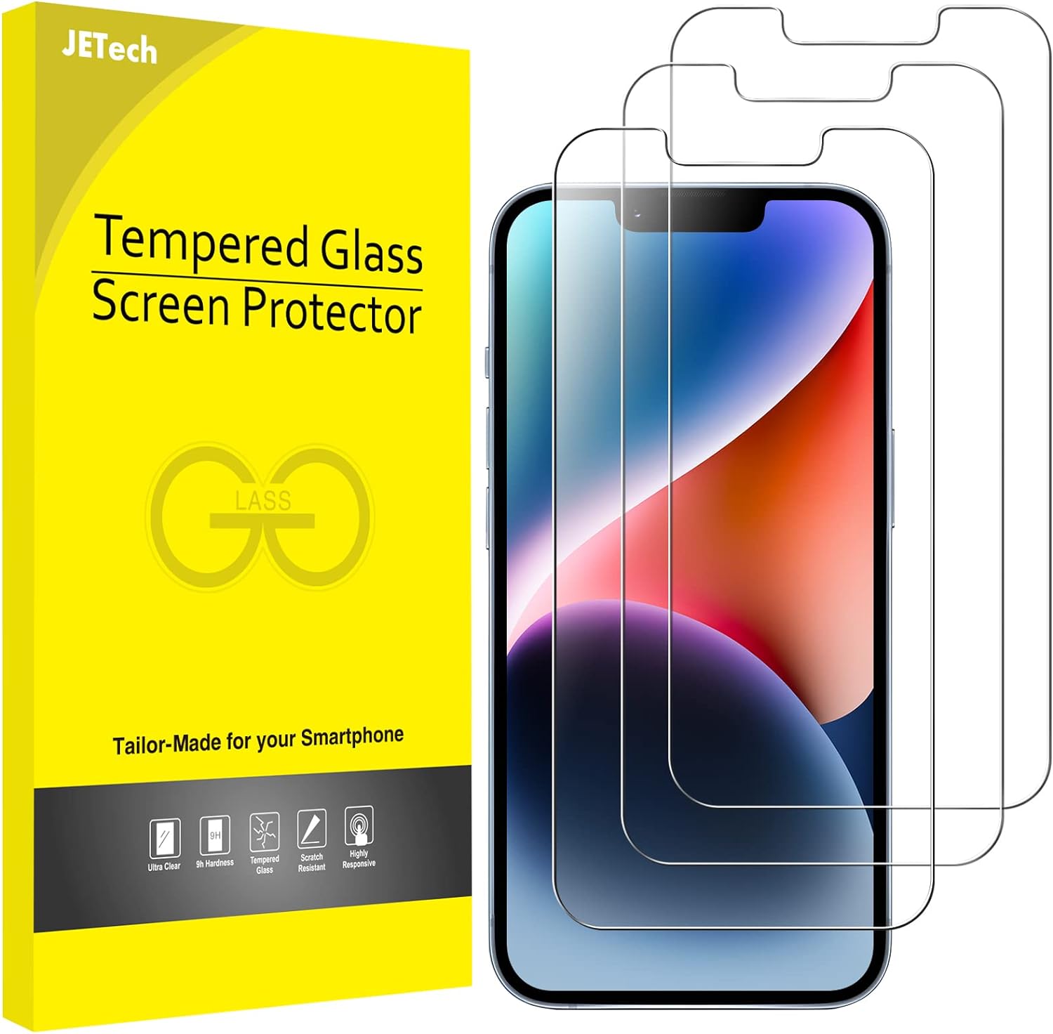 Protector for iPhone 14 Plus 6.7-Inch, Tempered Glass Film