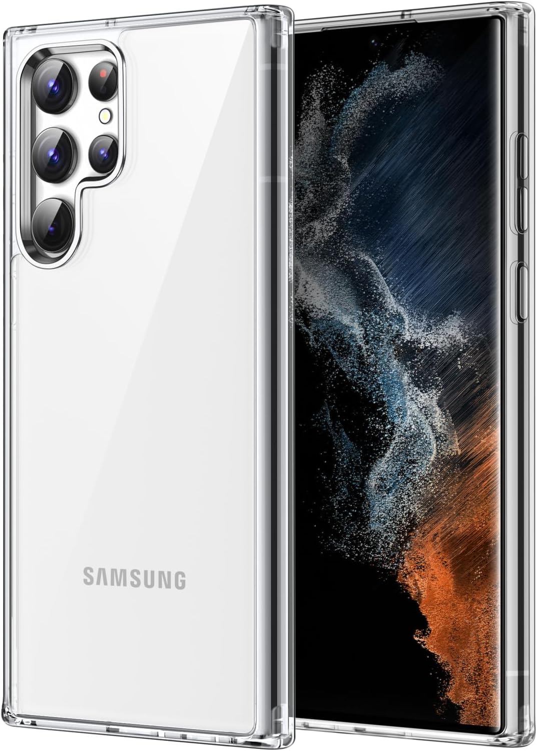 Samsung Galaxy S22 Ultra 5G 6.8-Inch, Non-Yellowing Shockproof Bumper Protective Phone Cover, Anti-Scratch Hard PC Back (Clear)