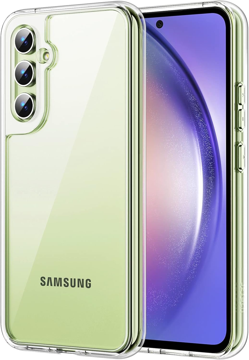 Samsung Galaxy A54 5G 6.4-Inch, Non-Yellowing Shockproof Bumper Protective Phone Cover, Anti-Scratch Hard PC Back (Clear)