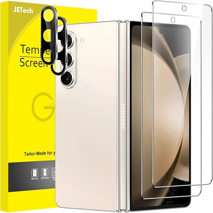 Samsung Galaxy Z Fold 5 with Camera Lens Protector, 9H Tempered Glass Film, Anti-Scratch, HD Clear, 2-Pack Each