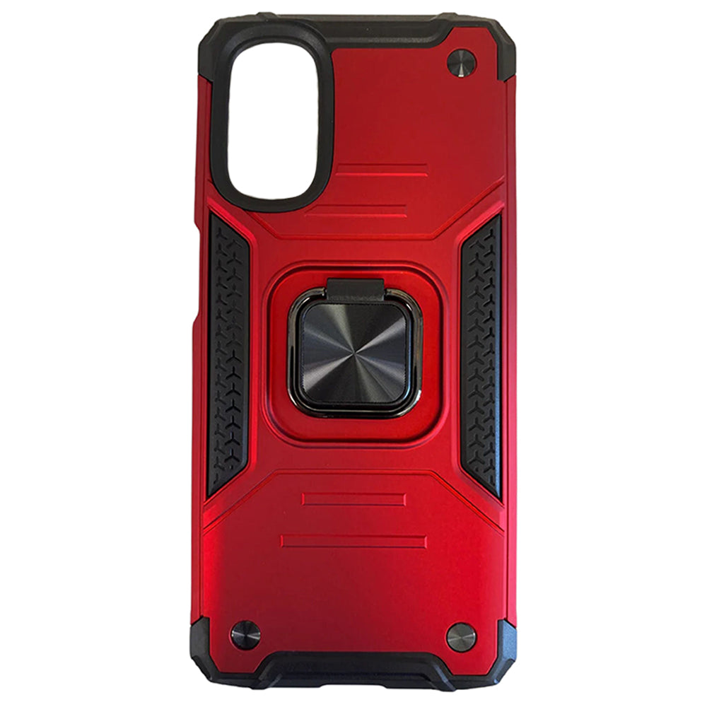 Red Armor Case with Ring Holder for Generic Smartphone - Moto G 5G 2022
