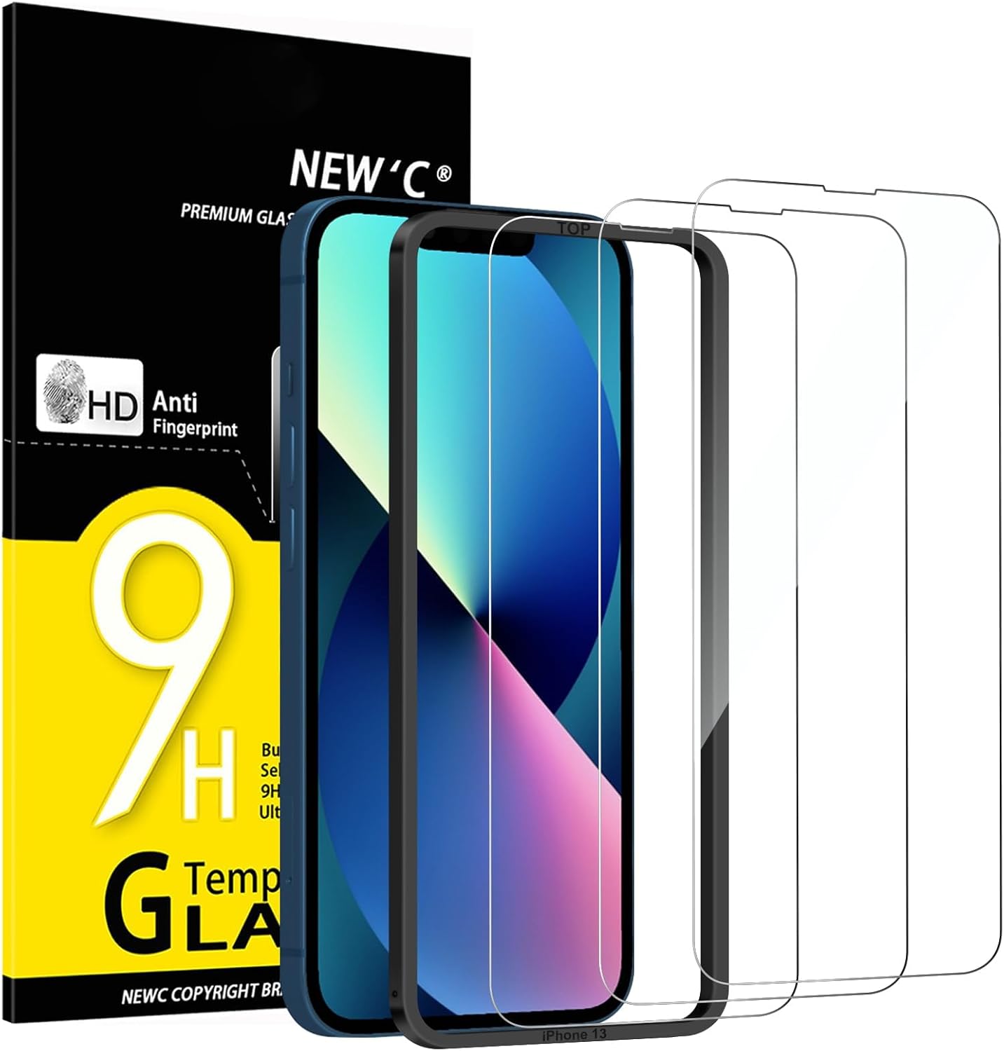 iPhone 14, iPhone 13, iPhone 13 Pro Screen Protector (6.1 inches),Enhanced Tempered Glass Protection with easy installation tool included,Case Friendly Ultra Resistant