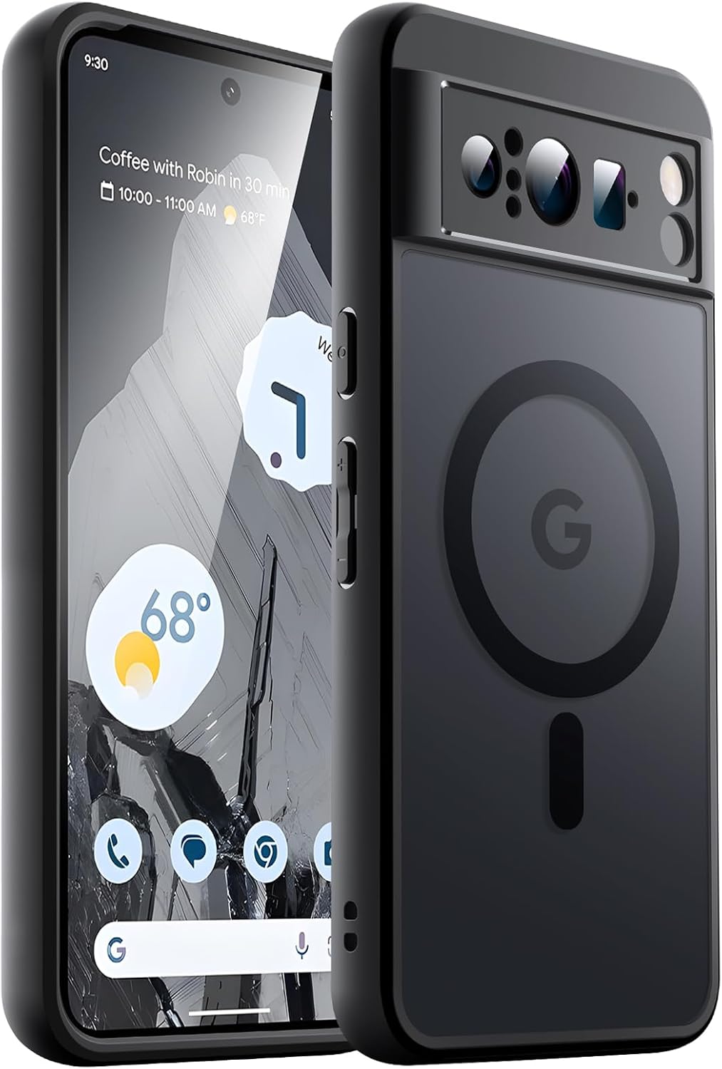 Google Pixel 8 Pro 6.7-Inch 2023, Compatible with MagSafe, Translucent Matte Back Shockproof Phone Cover (Obsidian)