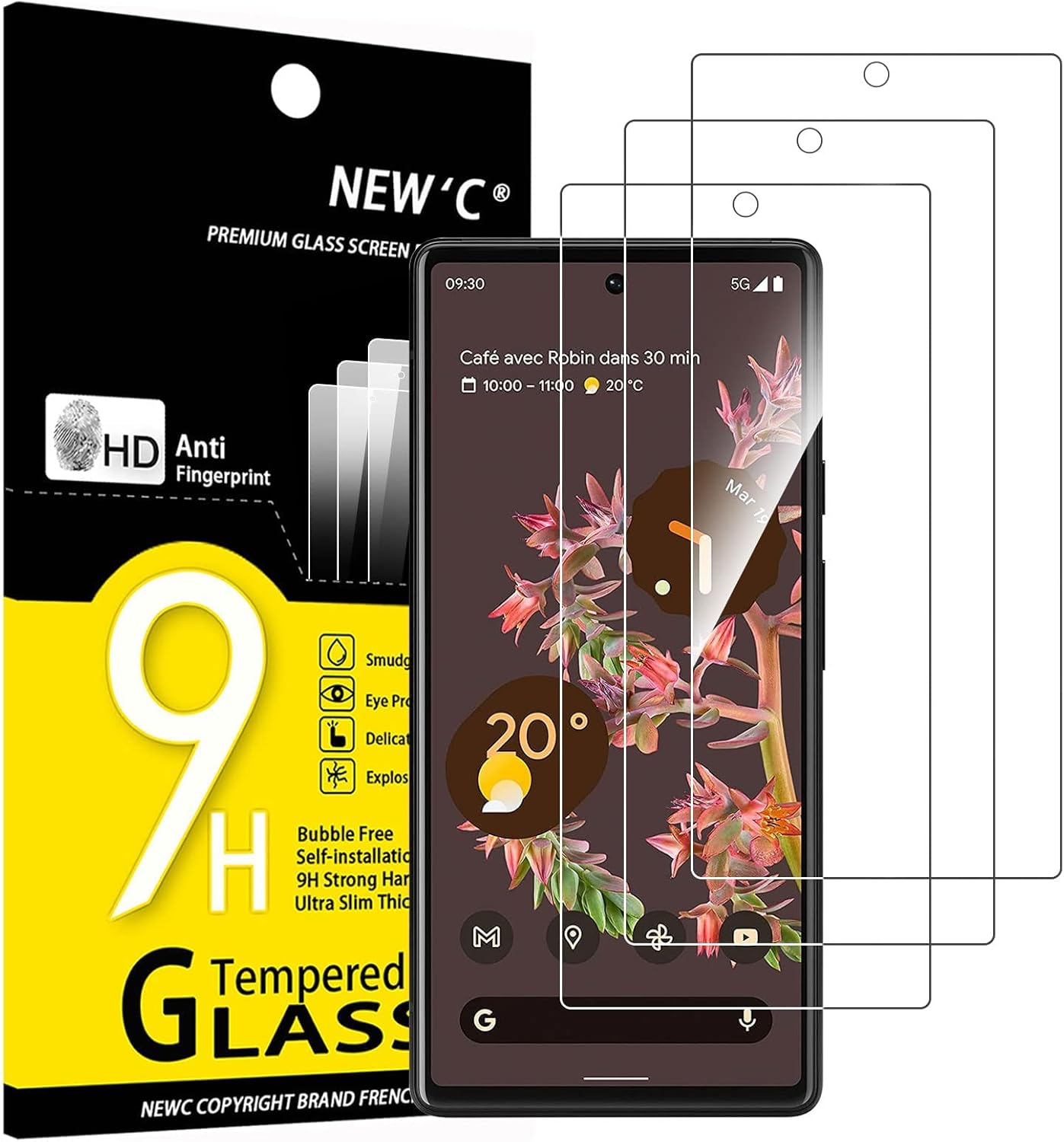Google Pixel 6 Screen Protector Tempered Glass, Case Friendly Ultra Resistant