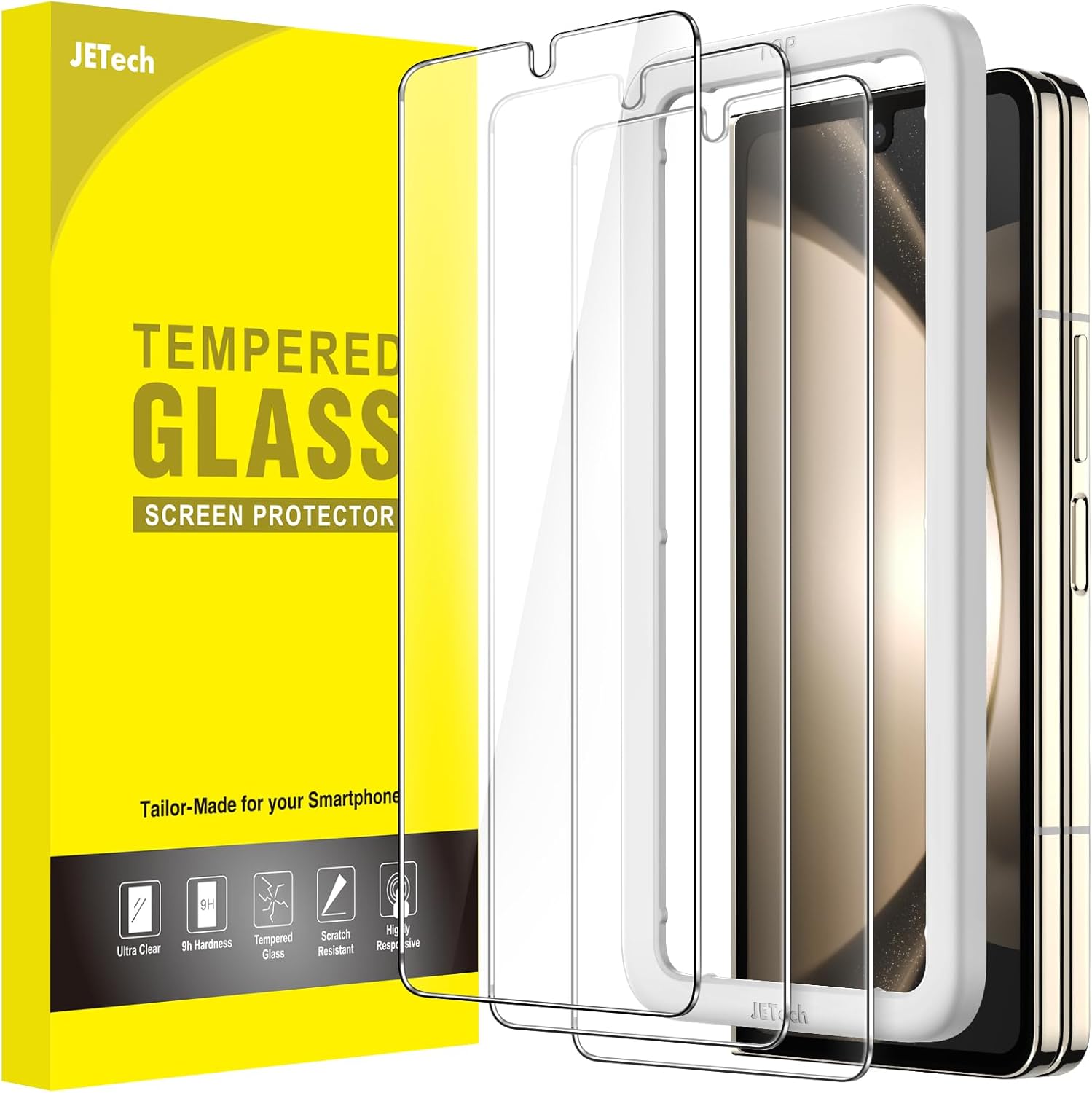 Protector for Samsung Galaxy Z Fold 5, Tempered Glass Film with Easy Installation Tool