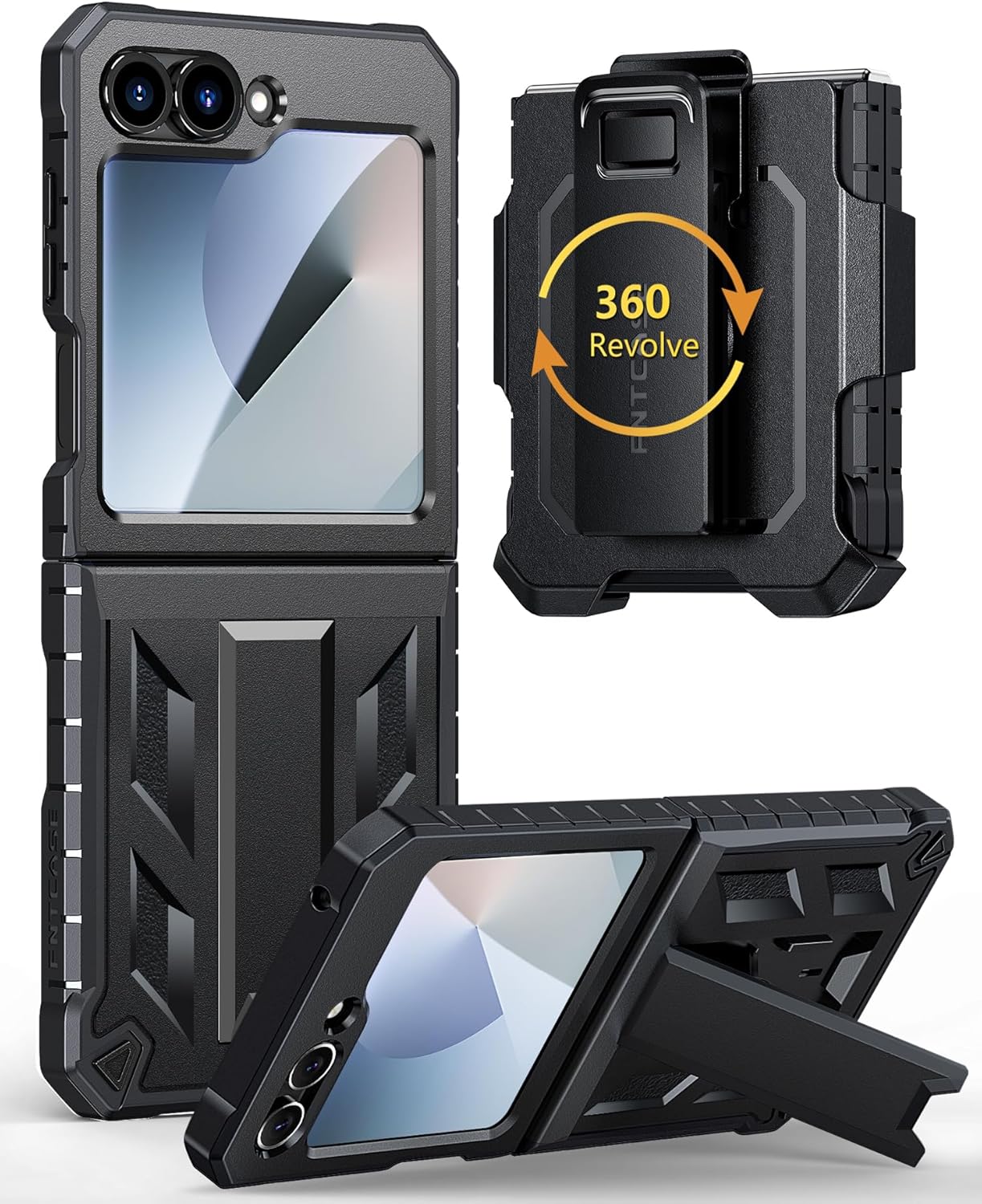 Samsung Galaxy Z-Flip-6 Case: Military Grade Protection Shockproof Cell Phone Cover with Belt Clip Holster & Kickstand | Protective Drop Proof Rugged Case for Z Flip 7 FE 2025