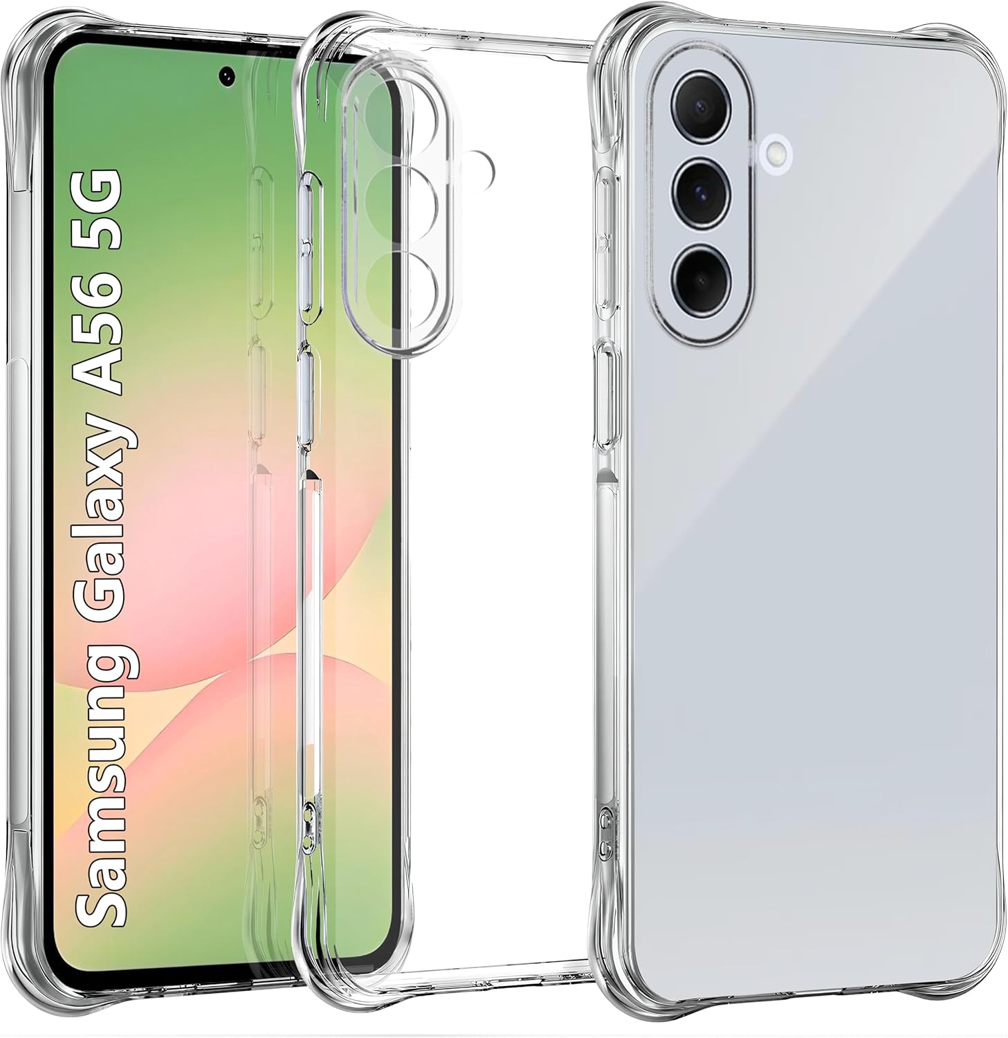 USTIYA Case for Samsung Galaxy A56 5G Clear TPU Four Corners Military-Grade Protection Cover Transparent Soft