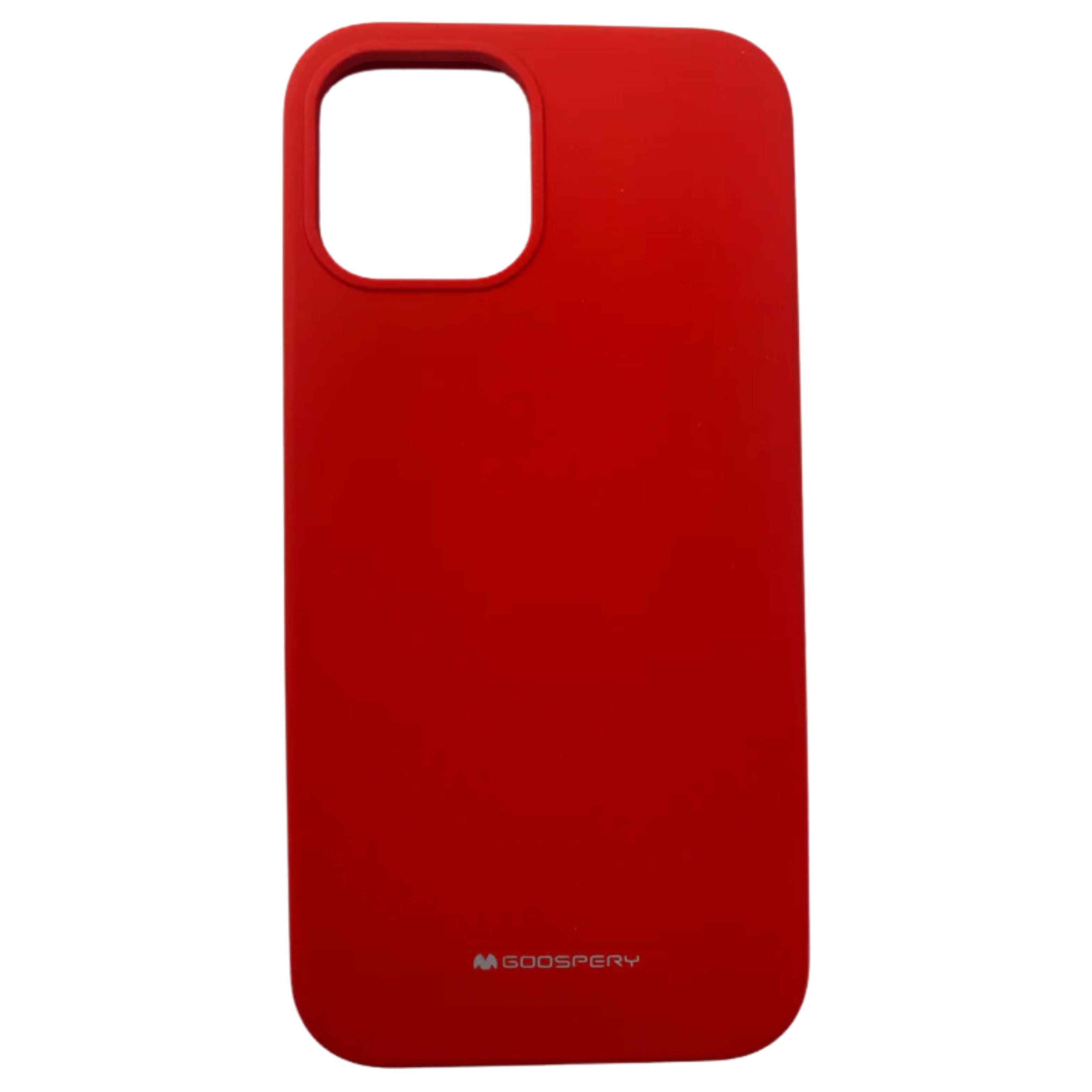 GOOSPERY Red Silicone Case for iPhone 12 / 12 Pro – Soft, Slim, and Protective