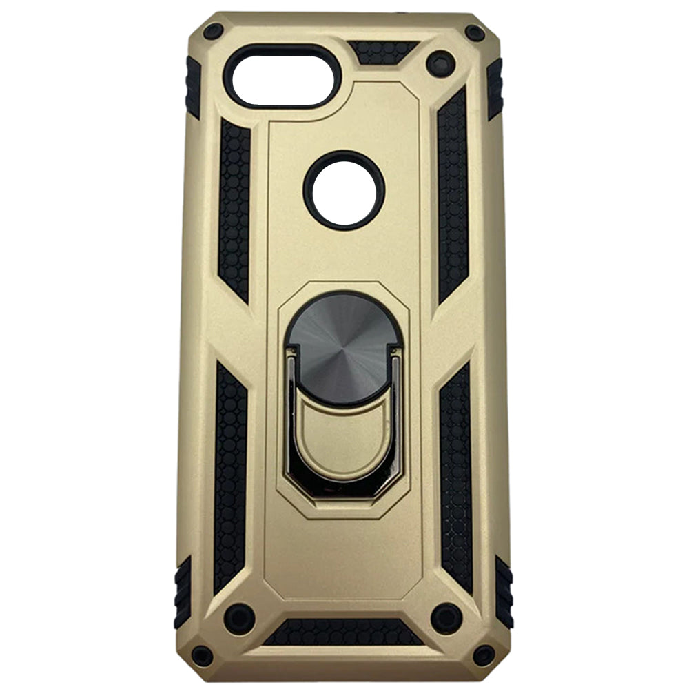 Gold Armor Ring Kickstand Case for Pixel 3A – Rugged Shockproof Protective Cover