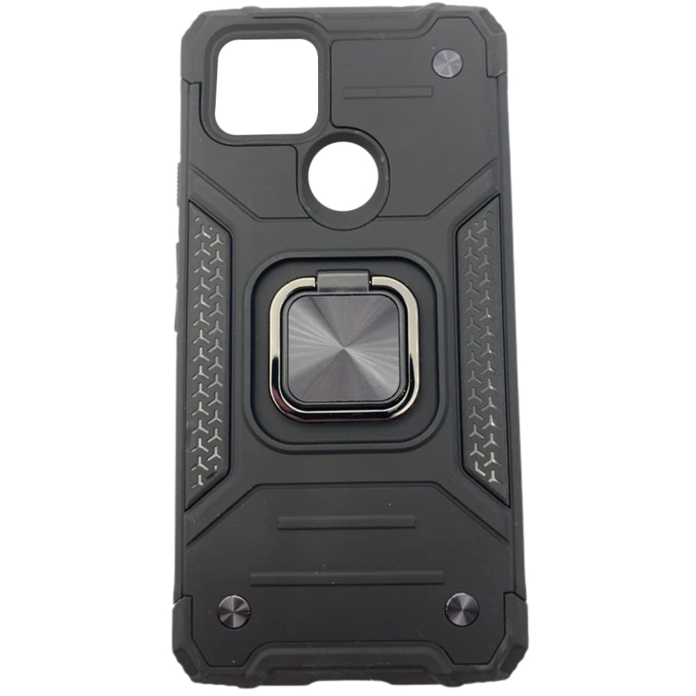 Pixel 4A Black Armor Shockproof Bumper Case with Ring Holder and Kickstand – Rugged Protection