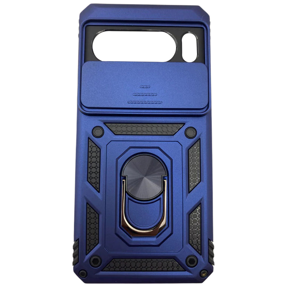 Pixel 6 Navy Blue Armor Shockproof Bumper Case with Ring Holder and Card Slot