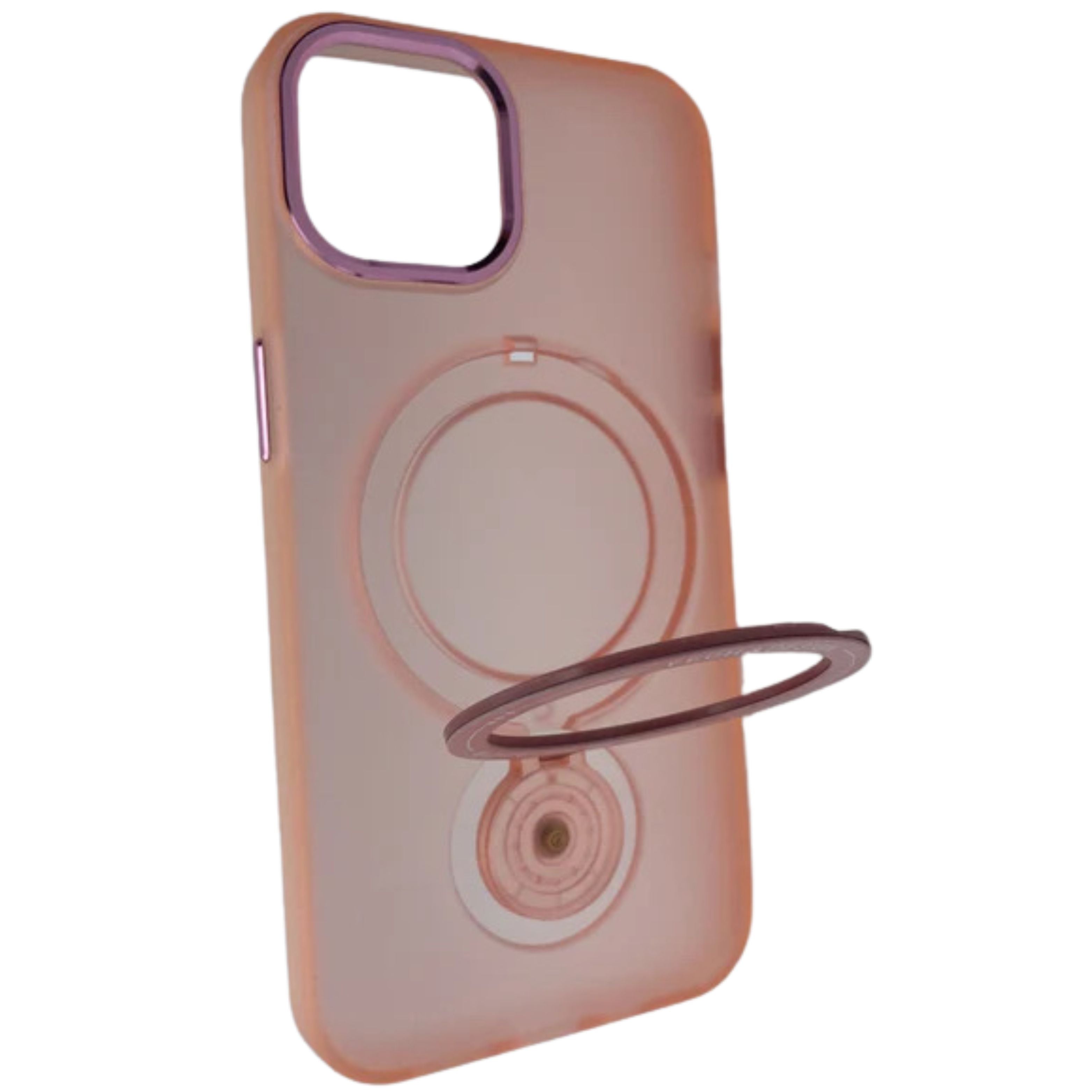 Rose Gold Mirror Case with 360° Rotating Ring for iPhone 14 – Stylish, Protective, and Functional